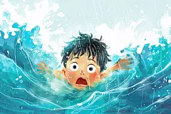 户外游泳儿童失足落水