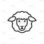 羊轮廓图标。矢量插图。