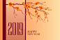 Happy new year 2019 chinese tree background