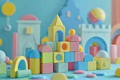 实木颗粒积木游戏