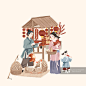 中国古代传统年俗腊月二十七买年货插画图片素材