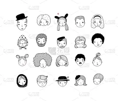 式样,拟人,可爱的,多样,速写本,前额,头发,儿童,朋克,草图