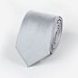 纯色丝质窄版领带 浅灰色- 