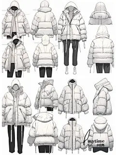 羽绒服款式图ai服装设计｜由midjourney生成