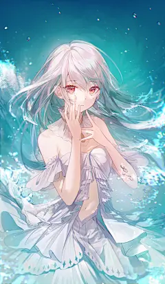 水中女孩  二次元少女  
动漫壁纸  白色连衣裙