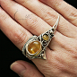 LUVIEENTH : Fully hand made work (wire wrapping technique with oxydizing silver). Main base gem:citrine 11 Ct (2,3 g). Additional stones: Rutilated Quartz 1Ct
