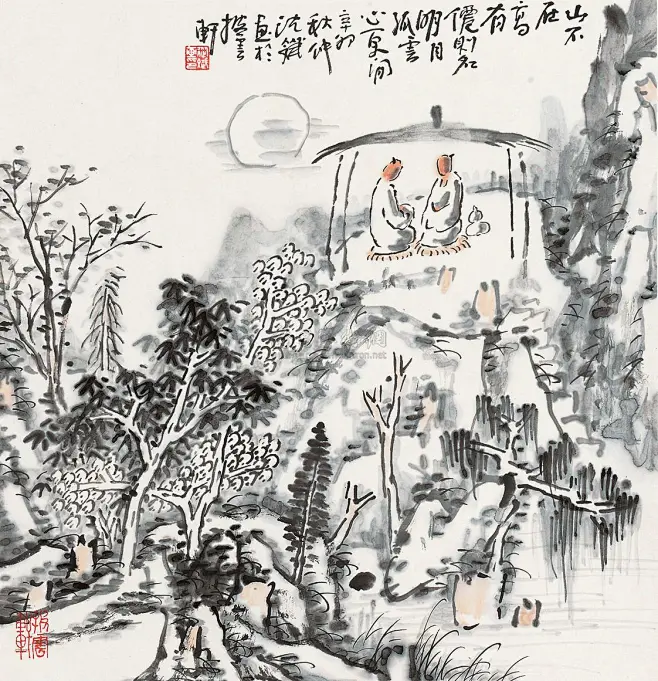 【陋室铭诗意图 立轴 水墨纸本】拍卖品_图片_价格_鉴赏_绘画_雅昌艺术品拍卖网图片_传统文化专题素材照片图片素材-花瓣网
