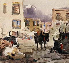 拉萨菜市  作者：吴冠中  创作年代：1960  品类：水彩/水粉