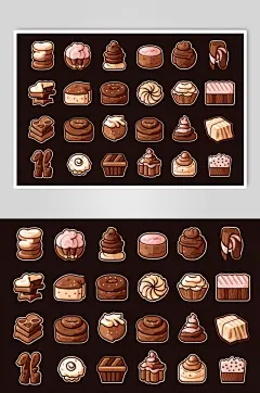 AI数字艺术巧克力甜品手账贴纸插画