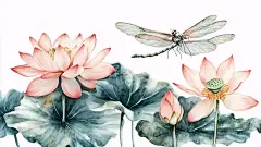 蜻蜓荷花插画