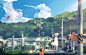 Anime 1859x1181 anime girls sky clouds mountains country girls hat trees Japan