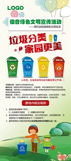 垃圾分类创建绿色文明卫生城市环保公益宣传广告psd海报模板素材