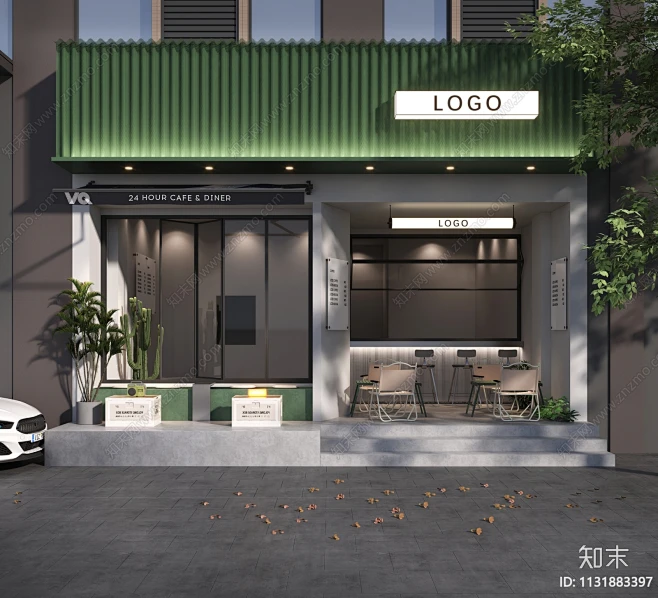 现代咖啡店门头设计SU模型下载【ID:1131883397】_知末su模型网-花瓣网