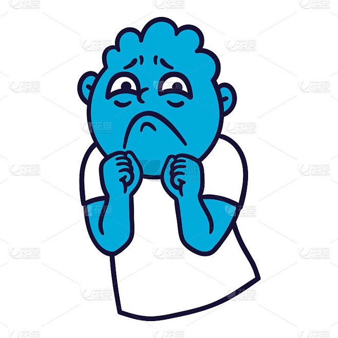 一个悲伤的人。悲伤emoji《阿凡达》。一个沮丧的人的肖像。卡通风格。平面设计矢量插图。