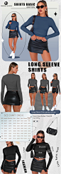 Trendy Queen Womens Long Sleeve Shirts Basic Crop Tops Tight Slim Fit Cute Teen Girls Fall Winter Y2k Clothes Black S at Amazon Women’s Clothing store