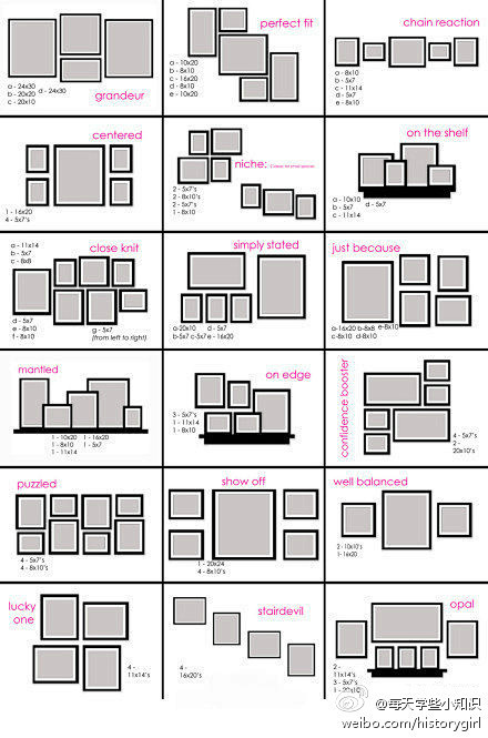 想把照片挂在墙上，你可以参考这些排列方式