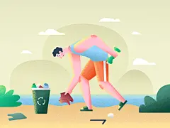 收拾垃圾绿色生活环境保护环保插画图片