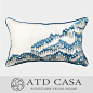现代中式/样板房沙发床头百搭抱枕靠垫/蓝白色抽象山丘纹刺绣腰枕-淘宝网