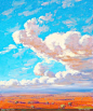 油画 沙漠云彩图片