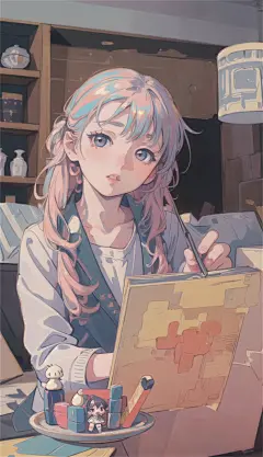 数字艺术漫画风女孩插画-众图网