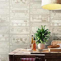 艺速 英国进口抽象几何无纺布壁纸 客厅书房过道素色砖墙纸 皮箱-淘宝网