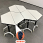 折叠培训桌椅组合梯形拼接桌移动办公桌会议桌培训机构六边形桌椅-淘宝网