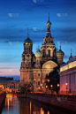 夜晚,圣彼得堡,俄罗斯,俄国东正教,垂直画幅,水,天空
