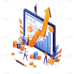常规内容-图标系列扁平风人物金融上升概念插画元素