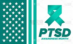 6月的PTSD意识月。创伤后应激障碍。在美国每年庆祝一次。医疗保健和意识设计。海报，卡片，横幅和背景