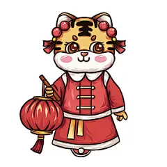 PNG 2022虎年新年可爱老虎提灯笼