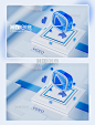 蓝色3D透明玻璃科技图标B端场景视觉数据视频流量