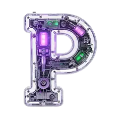机械机甲创意英文字符字母P