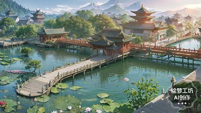 绘梦工坊丨AI仙侠古风背景素材《混装二期》2-花瓣网