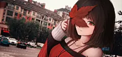 枫叶遮眼睛女生动漫壁纸
