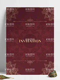 喜庆中国式红色复古结婚中式请柬  - 源文件下载【酷图网】邀请函,爱情,边框,复古,高端,古典,古风,广告背景,海报,贺卡,红色,花纹,婚礼,婚庆,