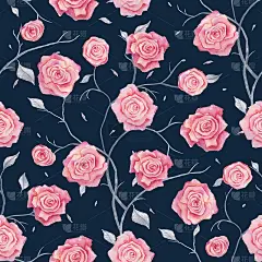 手绘无缝玫瑰图案
