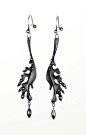 Katia Olivova: , Mixed metal alloy earrings, with sterling silver ear wires. 2 3/4 x 5/8".