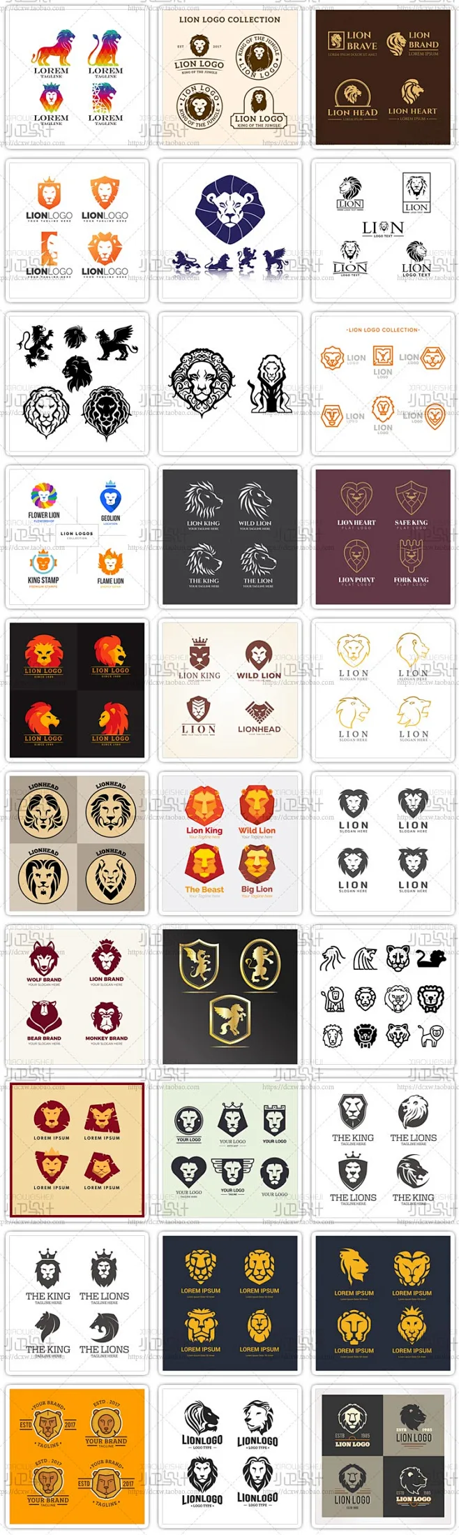 雄狮动物狮子LOGO商标设计vi素材LION源文件徽标店标竞技头像标志-淘宝网-花瓣网