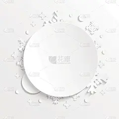 3D纸背景与雪花。