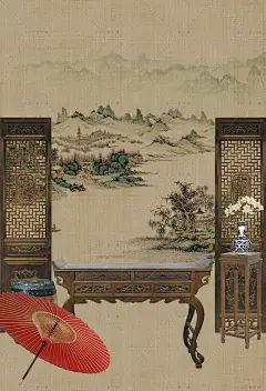 11号中国古风孙郡工笔画亚麻肌理摄影照片PSD分层模板PS设计素材-淘宝网