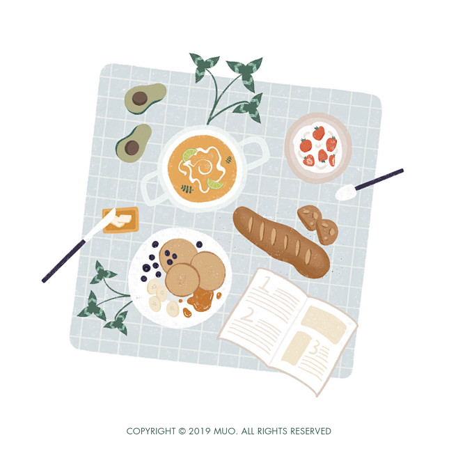 健康轻食-食物插画