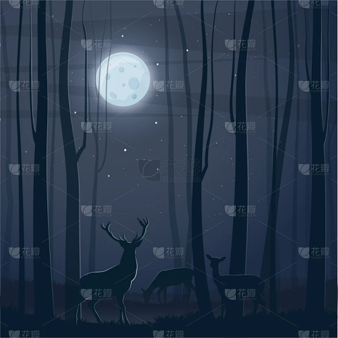 夜晚,月亮,森林,自然,闪亮的,怪异,幻想,图像,叶子,动物图片_树叶图片素材-花瓣网