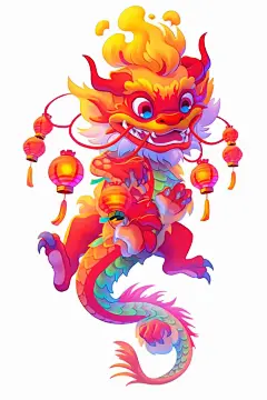 红色中国龙新年中国龙可爱中国龙