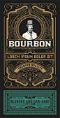 Premium Vector | Old  label design for bourbon