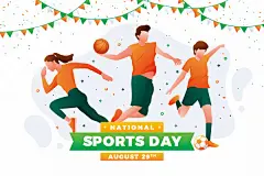 体育运动会活动比赛跑步健身校园广告海报扁平插画AI矢量设计素材(6) .eps素材下载