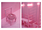 extraodd : this is not a mistake : This pink space is the result of a one-year MA study about fantastic scenarios and extraordinary creations. The space was created in order to propose a monochromatic micro-universe in which three chairs are modified acco