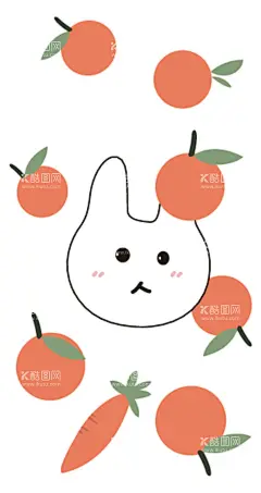 橘子兔子  - 源文件下载【酷图网】橘子兔子,橘子,兔子,壁纸,手机壳,胡萝卜