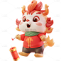 龙年春节新春新年过年除夕卡通感可爱拟人龙组合元素素材