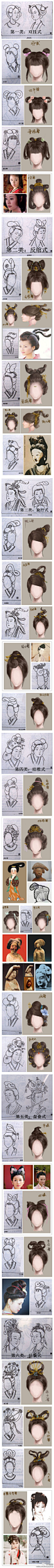 #科普贴#【揭密古代女子发型】古代女子的发型，基本上可以分为以下六类：双挂式、反绾式、拧旋式、结椎式、盘叠式、结鬟式。发型与发冠既能增加女子的仪容美貌，又是区分女子年龄和身份的重要标志。今天来科普一下古代女子的发式：http://t.cn/zHIkq5z