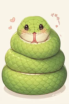 AI数字艺术蛇年可爱小青蛇插画